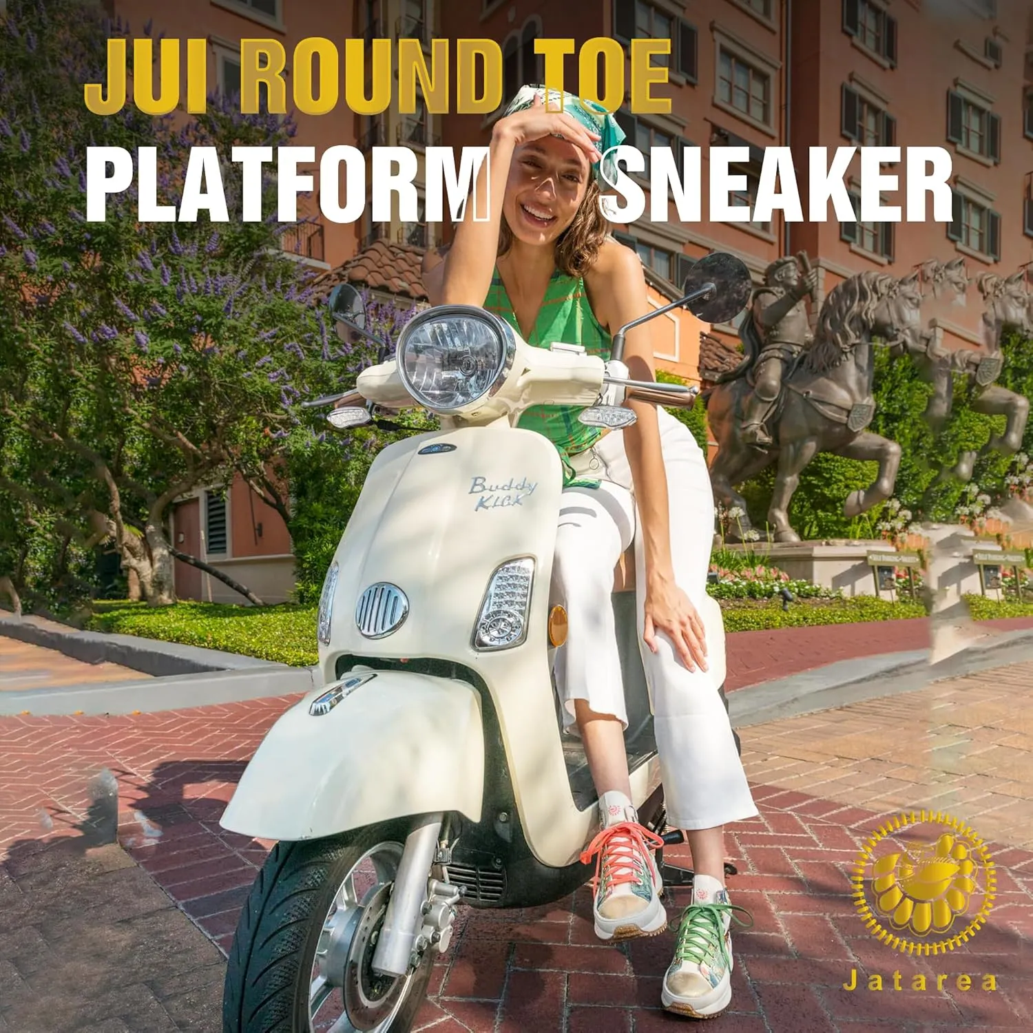 JATAREA Women's Fashion Sneakers – Genuine Leather Casual Shoes, Comfortable Cushioned Insole, TPR Rubber - Ethylene Vinyl Sole, Stylish Lifestyle, Lightweight & Durable Travel Sneakers