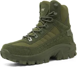JiuQing Mens Military Boots Tactical Boots Ankle High Combat Boots Side Zip Outdoor Work Backpacking Desert Boots