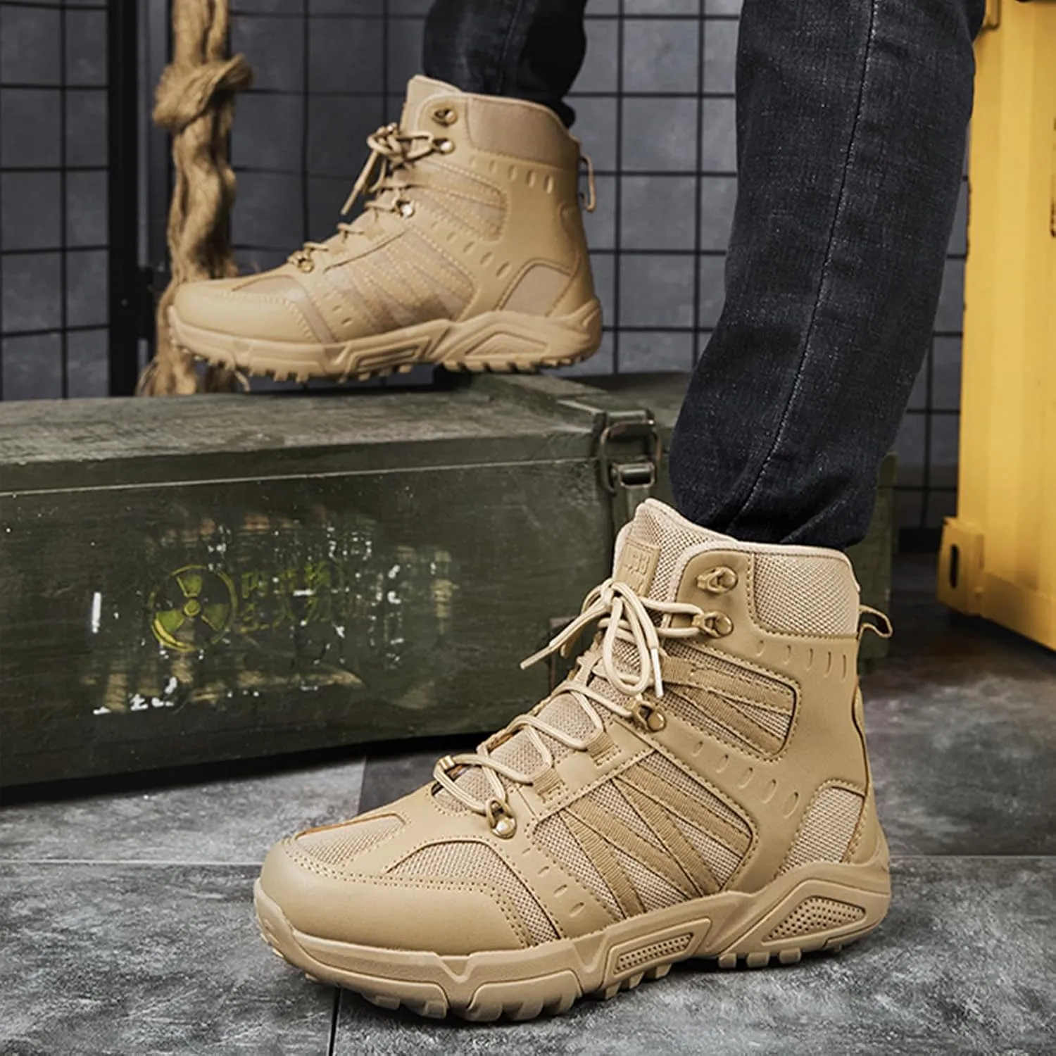 Kervaky Men's Military Tactical Boots Combat Boots Waterproof Boots Lightweight Working boots Non-slip Boots Outdoor Hiking Boots