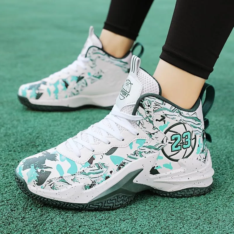 Kids Basketball Shoes, Leather Trendy Casual Sports Basketball Shoes Breathable Comfortable Boys Sneakers for Big Kids