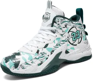 Kids Basketball Shoes, Leather Trendy Casual Sports Basketball Shoes Breathable Comfortable Boys Sneakers for Big Kids