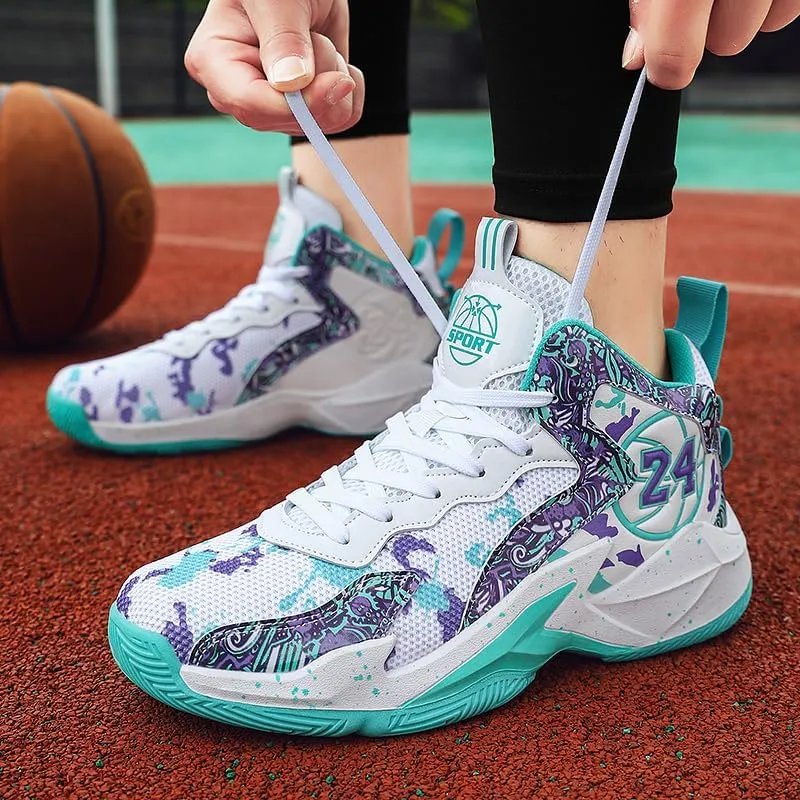 Kids Basketball Shoes, Mesh Cloth Casual Sports Basketball Shoes Breathable Comfortable Boys Sneakers for Big Kids