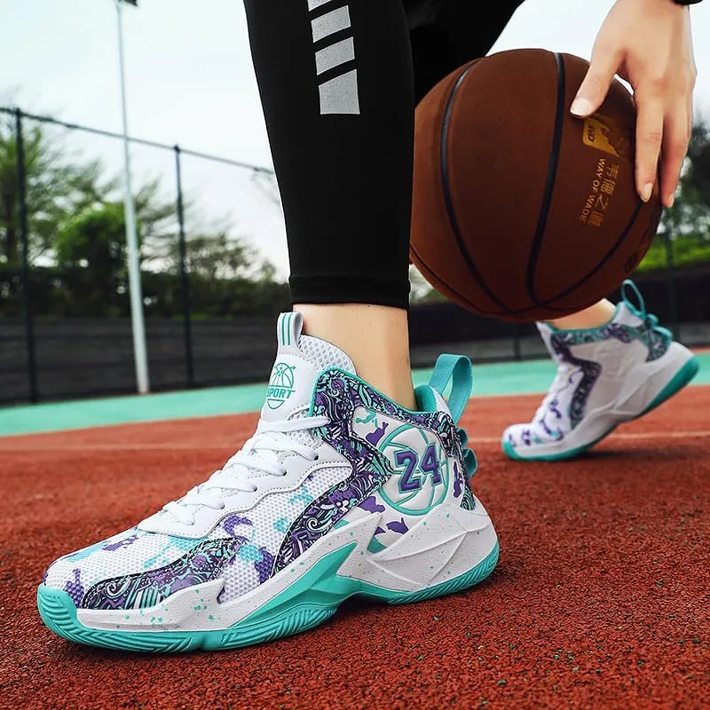 Kids Basketball Shoes, Mesh Cloth Casual Sports Basketball Shoes Breathable Comfortable Boys Sneakers for Big Kids