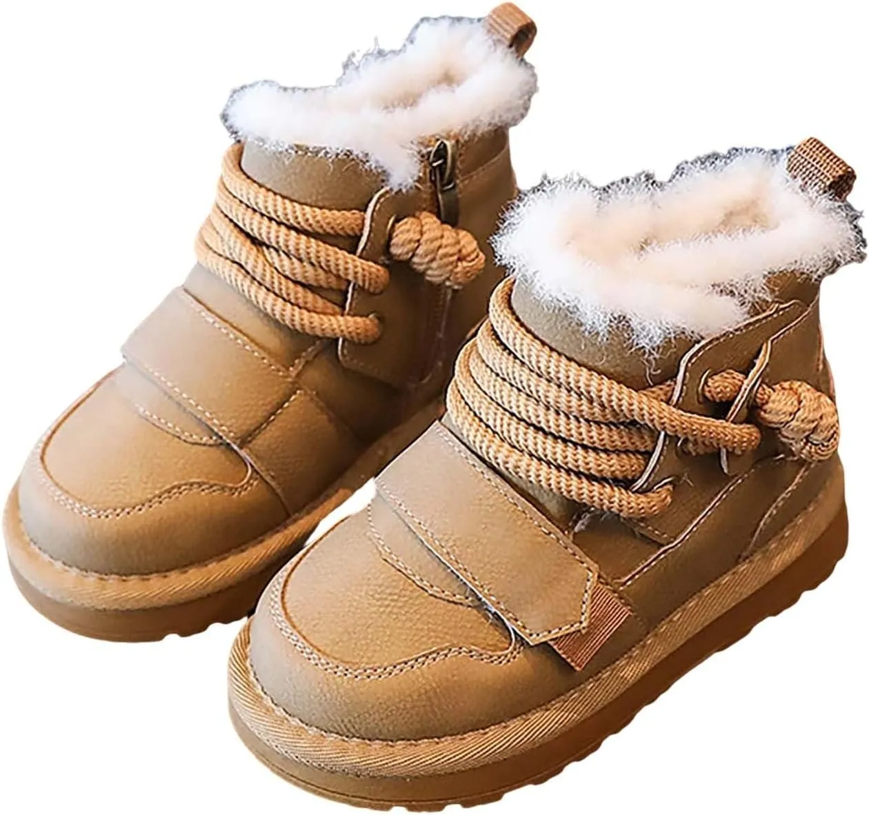 Kids Girls Boys Winter Snow Boots Fur Lined Warm Ankle Boots Non Slip Waterproof Outdoor Hiking Booties