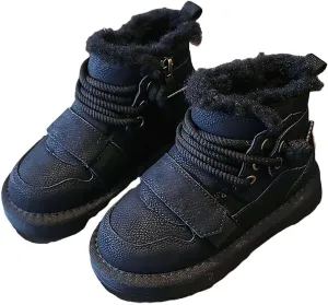 Kids Girls Boys Winter Snow Boots Fur Lined Warm Ankle Boots Non Slip Waterproof Outdoor Hiking Booties