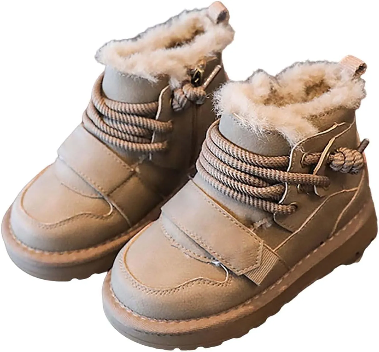 Kids Girls Boys Winter Snow Boots Fur Lined Warm Ankle Boots Non Slip Waterproof Outdoor Hiking Booties