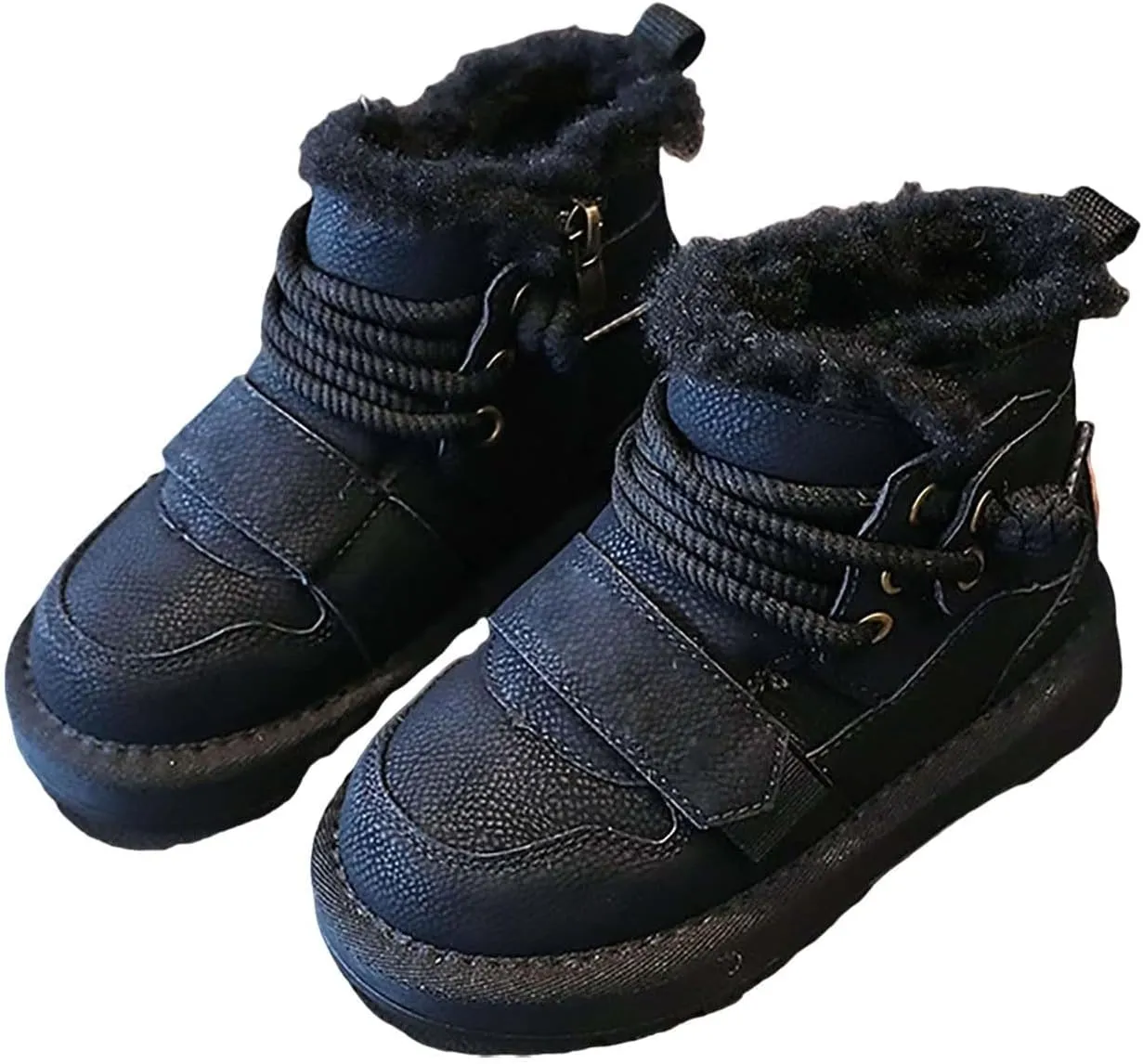 Kids Girls Boys Winter Snow Boots Fur Lined Warm Ankle Boots Non Slip Waterproof Outdoor Hiking Booties
