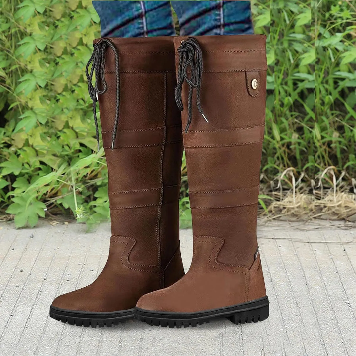 Knee High Boots Women Insulated Non-Slip Snow Shoes For Men Leather Round Toe Hiking Boots Women aterproof