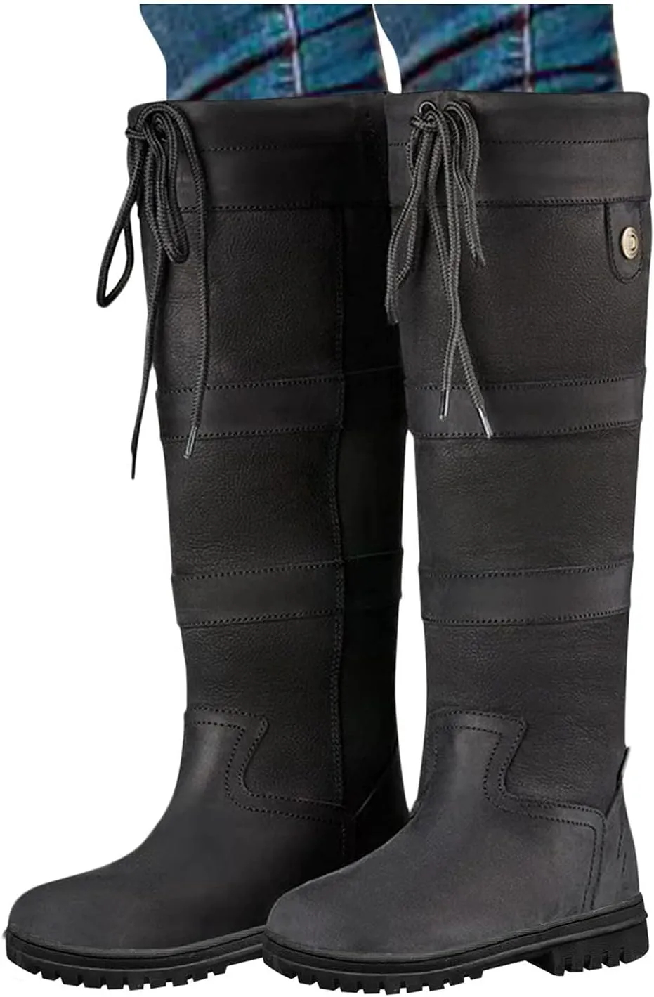Knee High Boots Women Insulated Non-Slip Snow Shoes For Men Leather Round Toe Hiking Boots Women aterproof