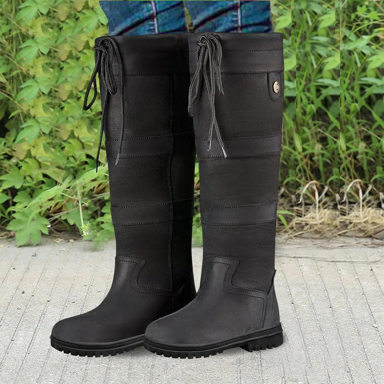 Knee High Boots Women Insulated Non-Slip Snow Shoes For Men Leather Round Toe Hiking Boots Women aterproof