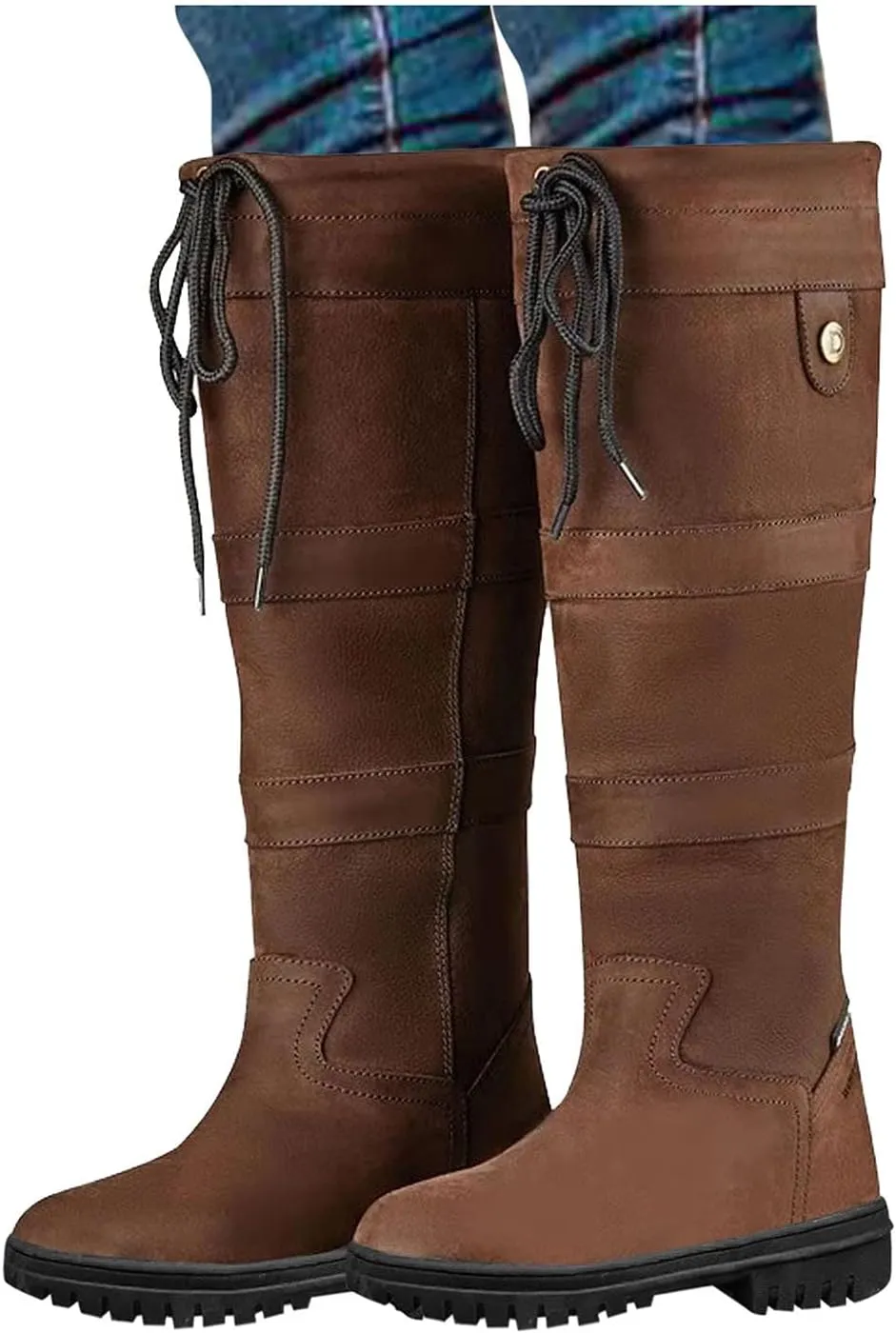 Knee High Boots Women Insulated Non-Slip Snow Shoes For Men Leather Round Toe Hiking Boots Women aterproof