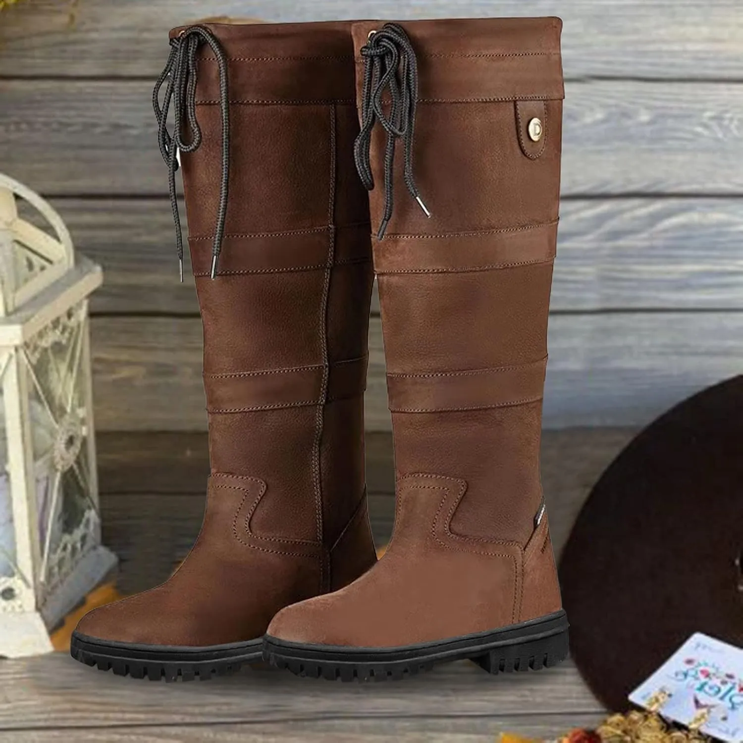 Knee High Boots Women Insulated Non-Slip Snow Shoes For Men Leather Round Toe Hiking Boots Women aterproof