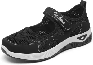 Kubbon Womens Walking Sneakers Woven Orthopedic Breathable Soft Shoes Non-Slip Adjustable Breathable Lightweight Shoes Diabetic-Friendly Wedge Sneaker with Arch Support