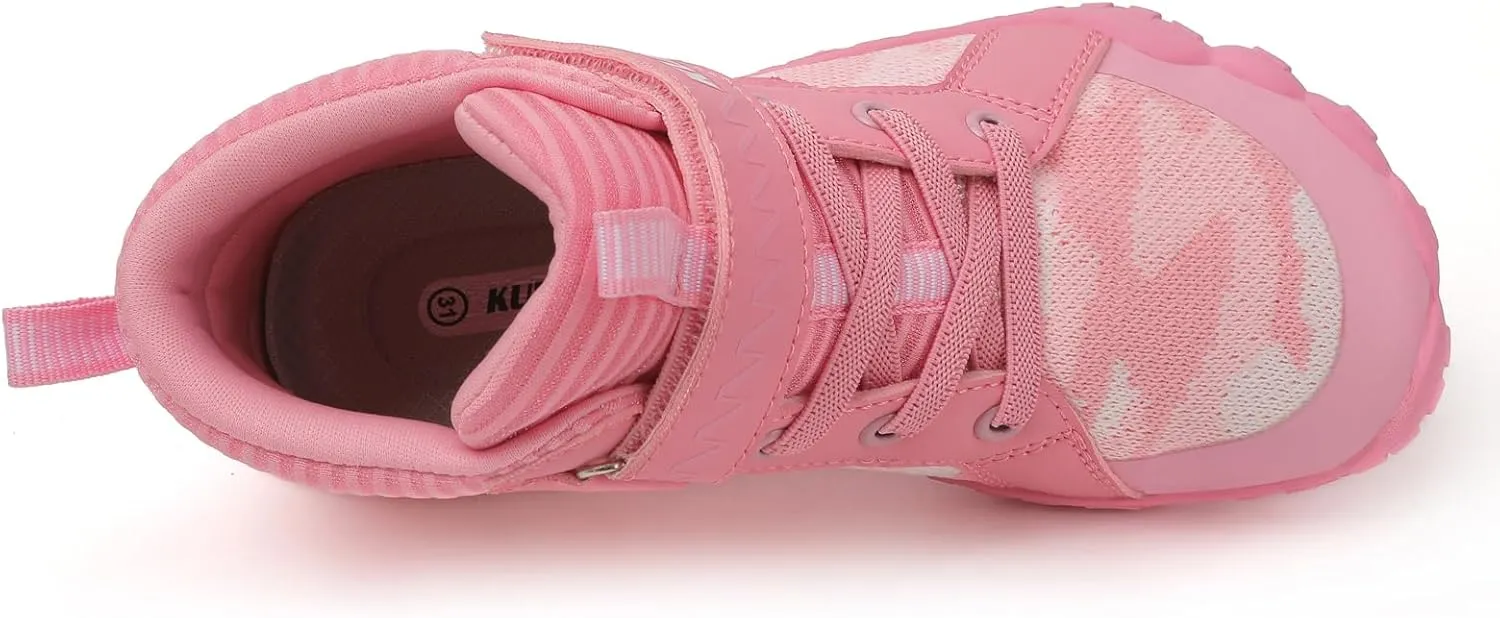 KUBUA Kids High Top Barefoot Shoes Boys Girls Minimalist Sneakers Lightweight Comfort Zero Drop Shoes Toddler Little Big Kid