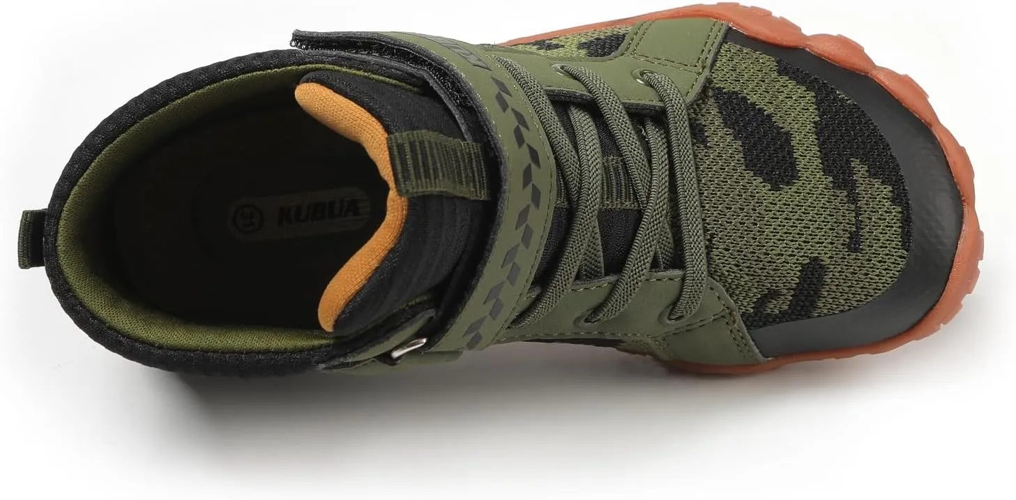 KUBUA Kids High Top Barefoot Shoes Boys Girls Minimalist Sneakers Lightweight Comfort Zero Drop Shoes Toddler Little Big Kid