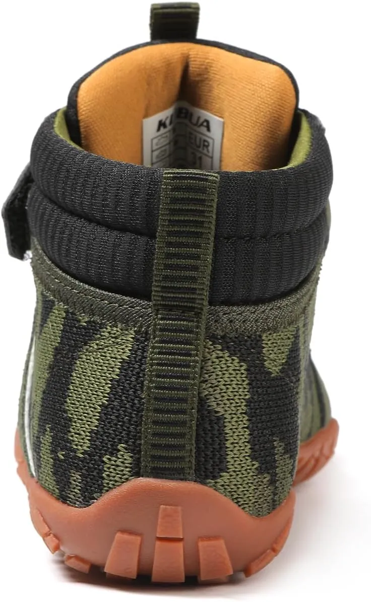 KUBUA Kids High Top Barefoot Shoes Boys Girls Minimalist Sneakers Lightweight Comfort Zero Drop Shoes Toddler Little Big Kid