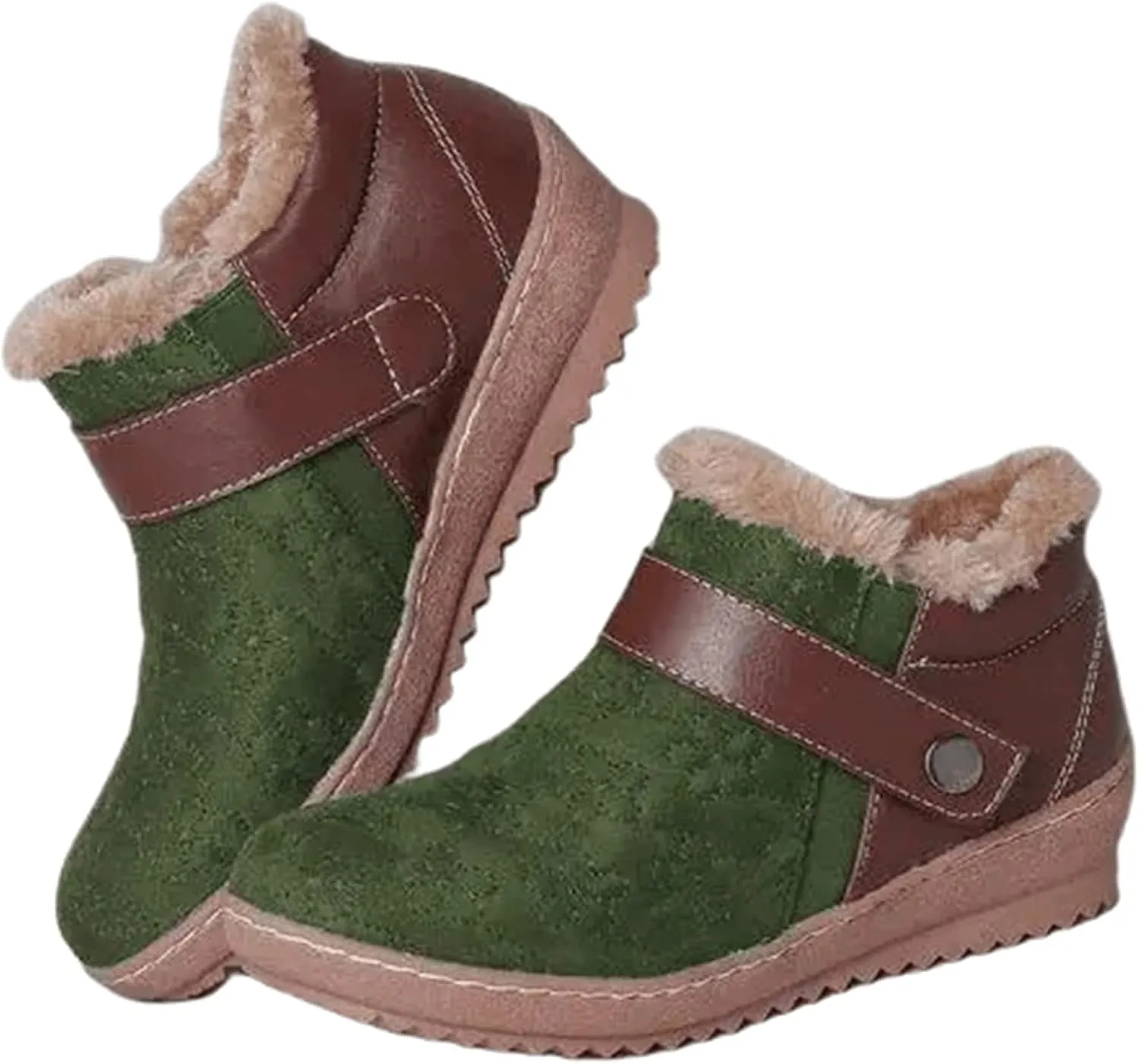 Ladmiple Snow Boots For Women Wide Width Winter Warm Ankle Booties Lace Up Outdoor Fur Lined Comfortable Fashion Shoes