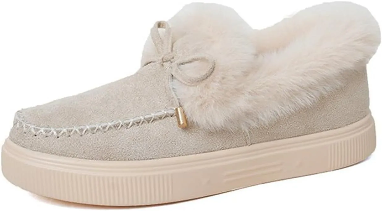 Ladmiple Winter Boots For Women 2024 Fashion Snow Boots Classic Fur Lined Slip On Ankle Booties Casual Warm Loafers Shoes