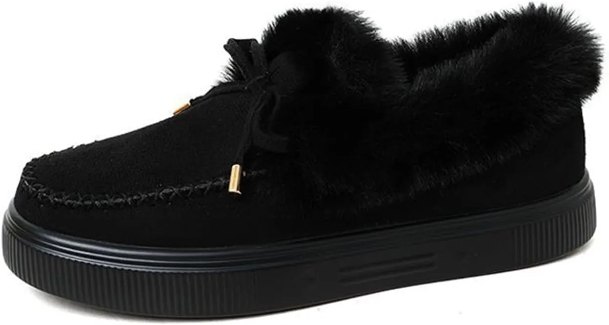 Ladmiple Winter Boots For Women Fashion High-top Snow Boots Slip on Warm Comfortable Outdoor Fur Lined Ankle Booties