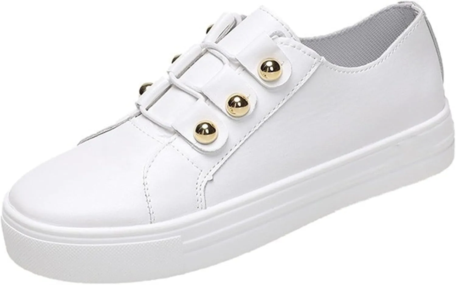 Lausiuoe Sneakers For Women Slip On Wide Width Women Comfortable Casual Fashion Sneakers Walking Shoes Classic Fall Lightweight Soft Breathable Slip On Low Top Canvas Flat Loafers White