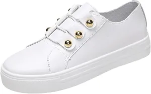 Lausiuoe Sneakers For Women Slip On Wide Width Women Comfortable Casual Fashion Sneakers Walking Shoes Classic Fall Lightweight Soft Breathable Slip On Low Top Canvas Flat Loafers White