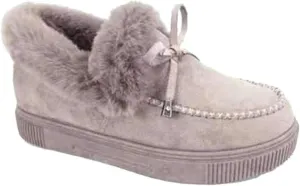 Lausiuoe Womens Winter Boots With Fur Lined Warm Snow Fuzzy Ankle Booties Flat Cute Silp On Comfortable Casual Loafers