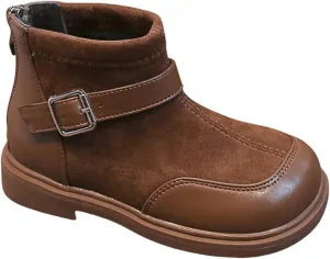 Leather Booties Boys Girls Kids Side Zipper Low Heel aterproof Shoes Sole Non Slip Comfy Fashion Ankle Snow Boots