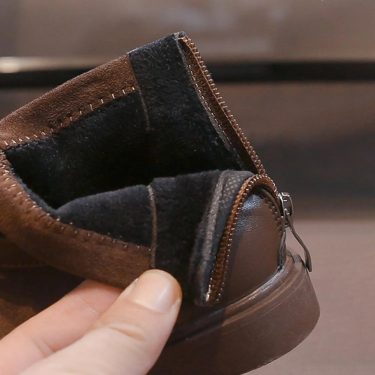 Leather Booties Boys Girls Kids Side Zipper Low Heel aterproof Shoes Sole Non Slip Comfy Fashion Ankle Snow Boots