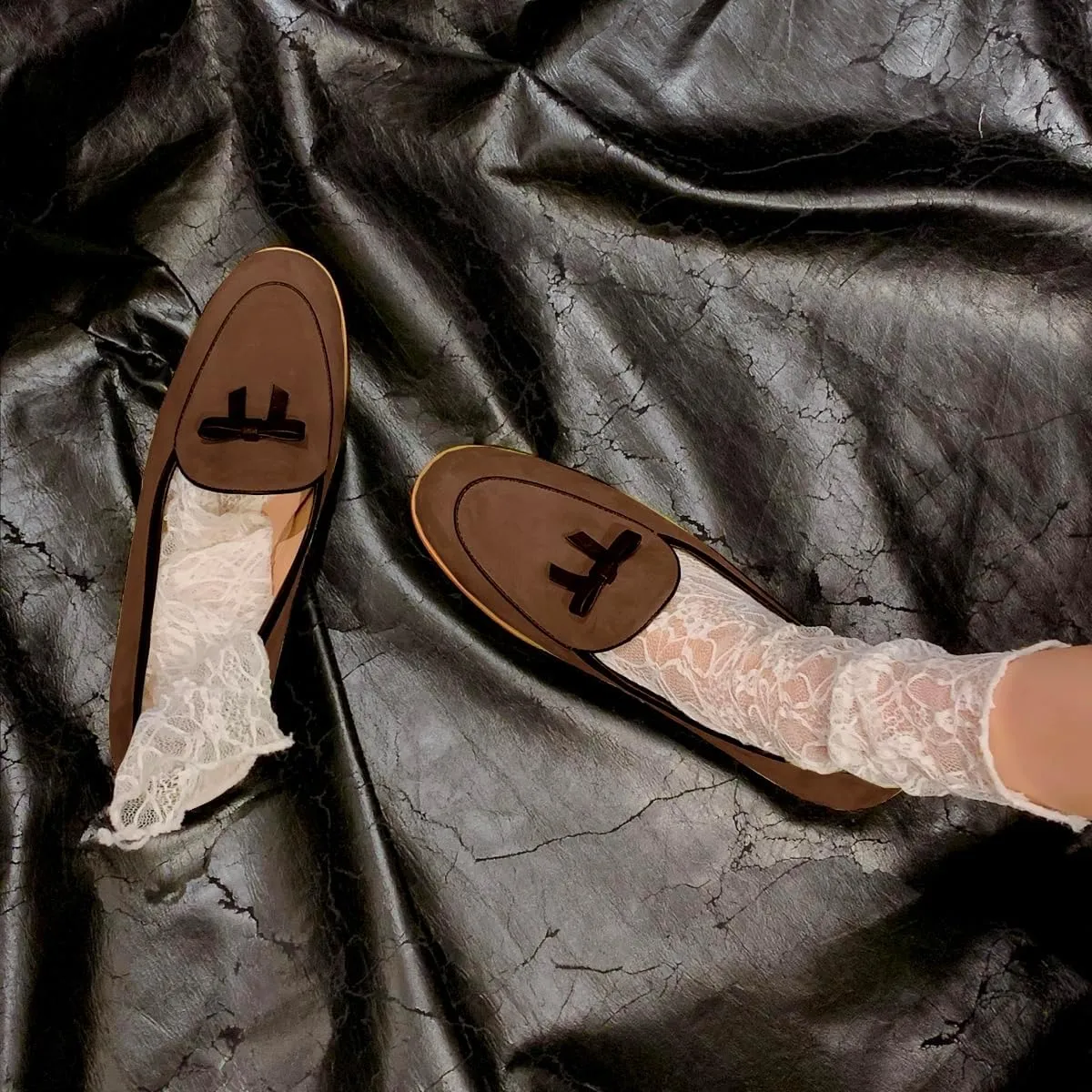 LEHOOR Women Comfy Flat Bow Loafers Suede Round Closed Toe Slip On Penny Loafer Comfortable Ballet Flats Bow-tie Office Work Flat Shoes Ladies Daily Club Driver Ballerina Flats Spring Cute 4-11 M US