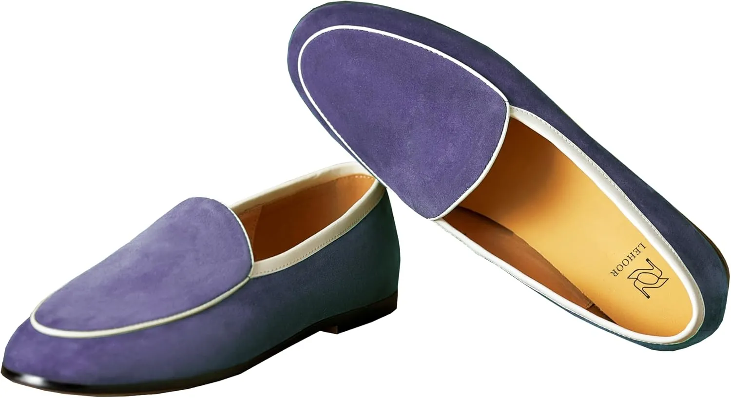LEHOOR Women Comfy Flat Suede Loafers Round Closed Toe Slip On Penny Loafer Comfortable Ballet Flats Two-Toned Office Work Flat Shoes Ladies Ballerina Flats Classic Daily Driver Club Spring 4-11 M US