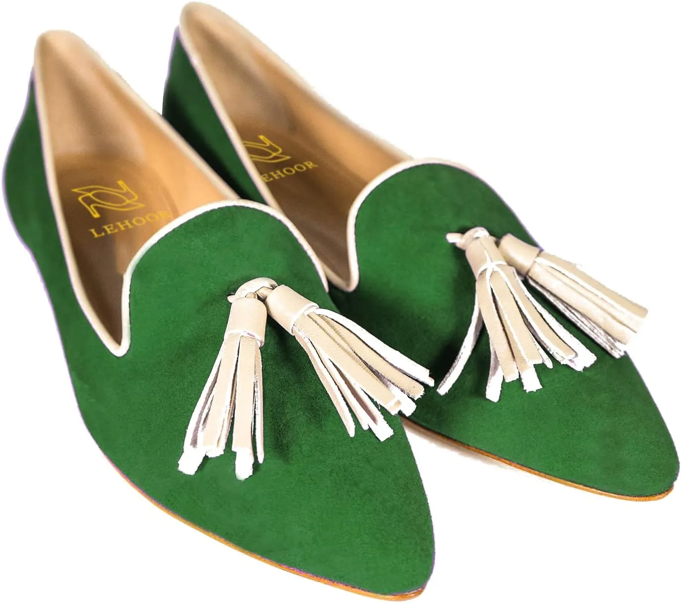 LEHOOR Women Pointed Toe Loafers Tassel Slip On Ballet Flats Suede Leather Summer Comfort Office Casual Dress Driver Loafers Closed Toe Flat Heels Pump Shoes Size 4-13 M US