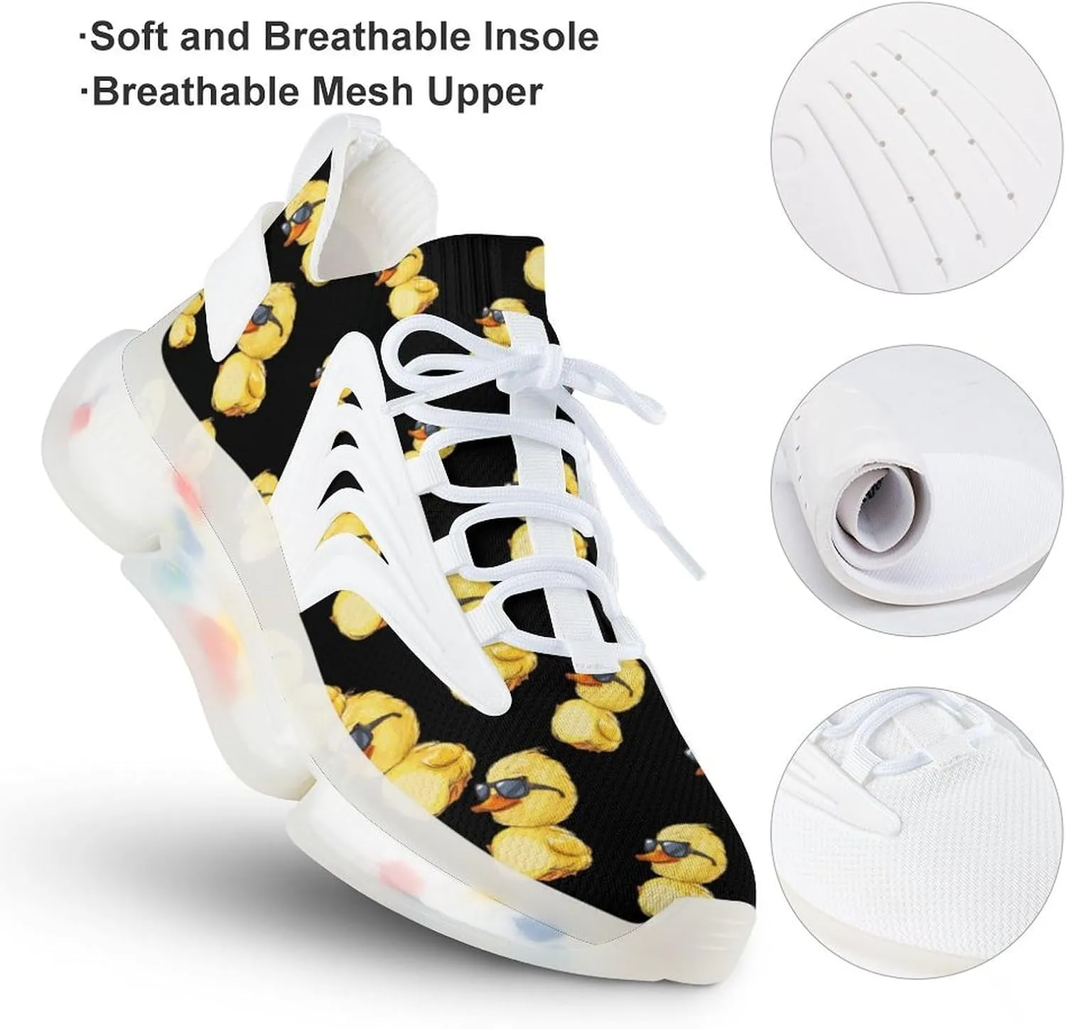 Little Duck with Glasses Men's Running Shoes Lightweight Walking Shoe Breathable Sneaker