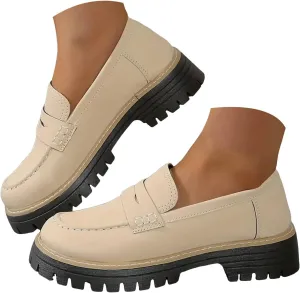 Loafers for Women 2024 Comfortable,Casual Lightweight Round Toe Orthopedic Platform Loafers Slip-On Walking Shoes