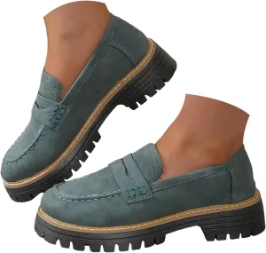 Loafers for Women 2024 Comfortable,Casual Lightweight Round Toe Orthopedic Platform Loafers Slip-On Walking Shoes