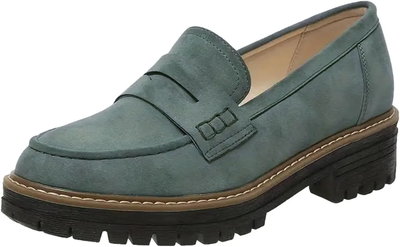 Loafers for Women 2024 Comfortable,Casual Lightweight Round Toe Orthopedic Platform Loafers Slip-On Walking Shoes
