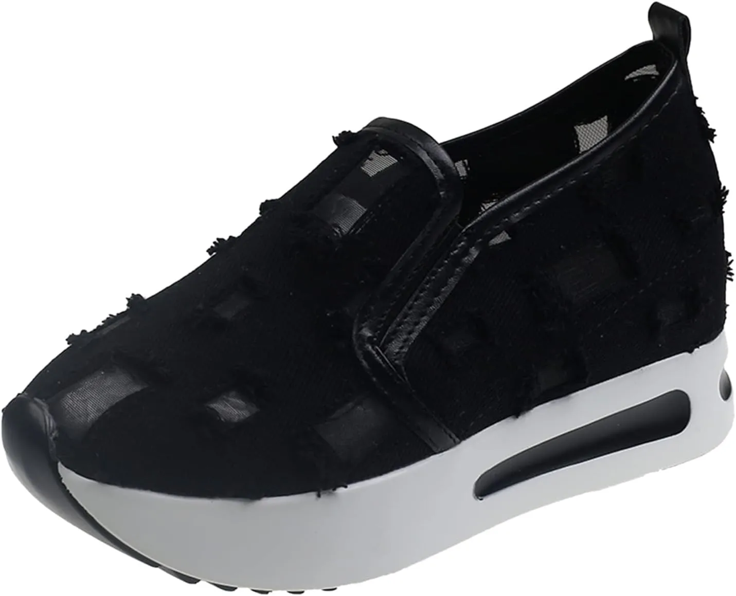 Loafers for Women Platform Wedge Sneakers Floral Embroidery Breathable Mesh Sneakers Lightweight Breathable Slip On Softsole Walking Shoes