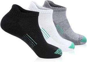 Low Cut Cotton Ankle Grey Socks for Men & Women | Max Cushioning & Arch Support for Running & Athletic | Heel Tab & Pocket | Shoe Size: Men (7-12) Women (10.5-13) | Pair of 6