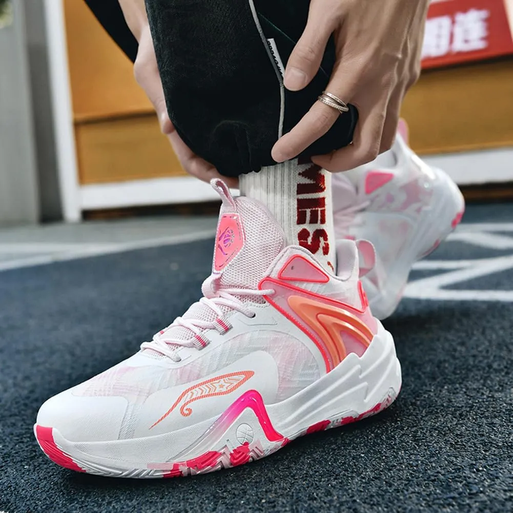 MAUGELY Men's High Top Basketball Sneakers Breathable Non Slip Student Youth Casual Comfortable Shoes