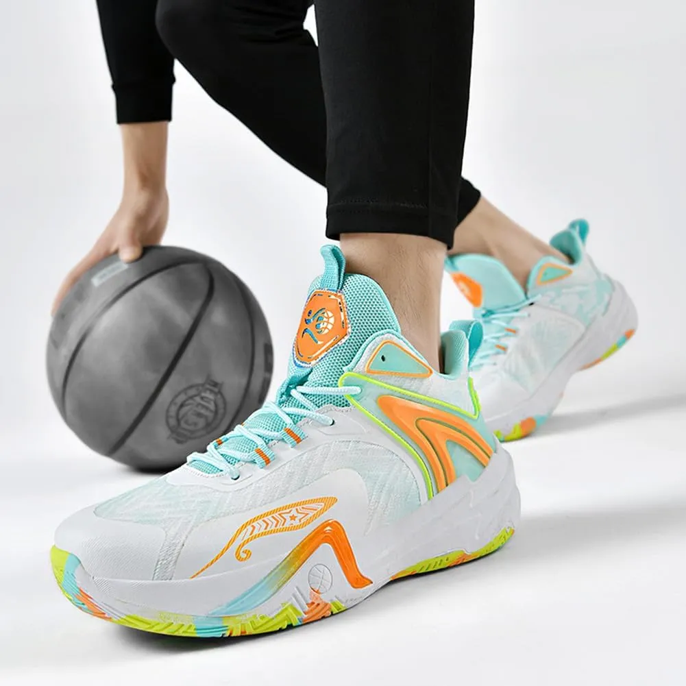 MAUGELY Men's High Top Basketball Sneakers Breathable Non Slip Student Youth Casual Comfortable Shoes