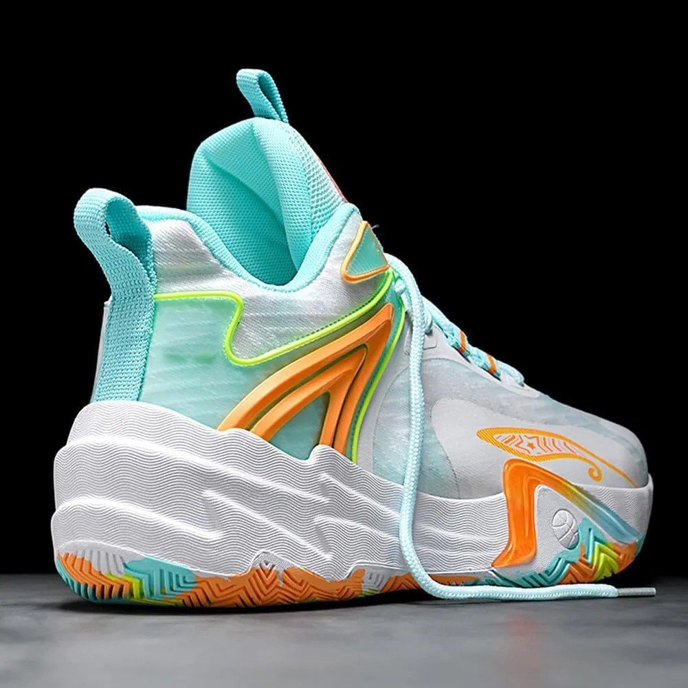 MAUGELY Men's High Top Basketball Sneakers Breathable Non Slip Student Youth Casual Comfortable Shoes
