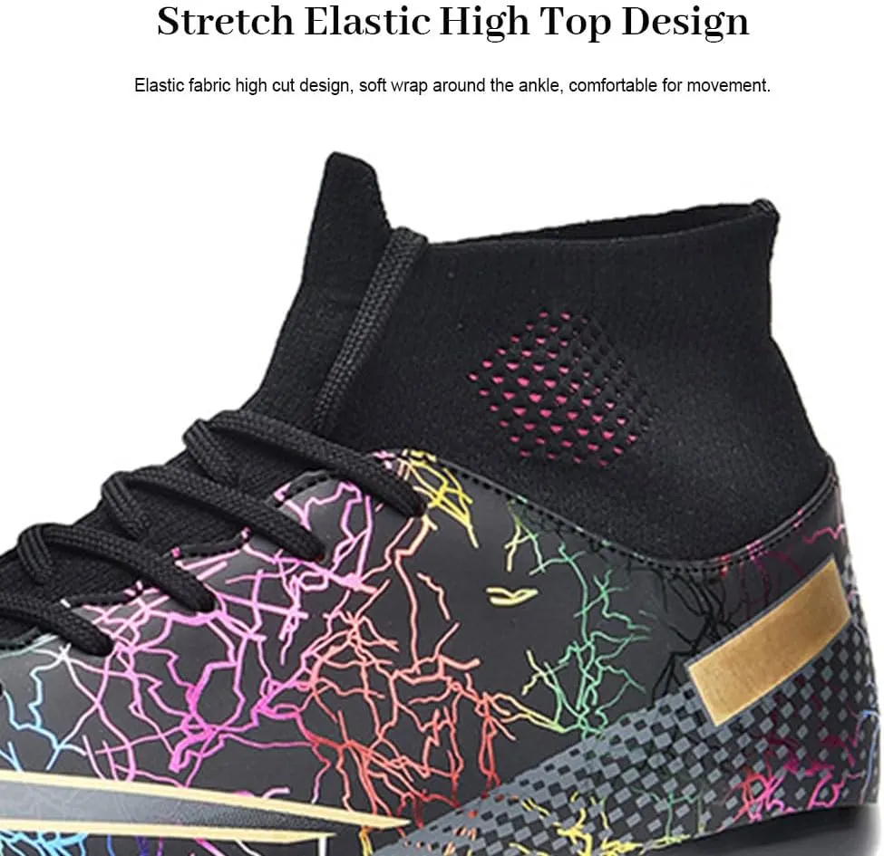 Maylrvjv Men's High Top Soccer Cleats Boys Football Boots Breathble Shock Absorbing Multi-Ground Competition Training Futsal Sneakers