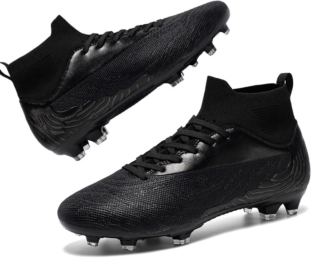 Maylrvjv Men's High Top Soccer Cleats Boys Football Boots Breathble Shock Absorbing Multi-Ground Competition Training Futsal Sneakers
