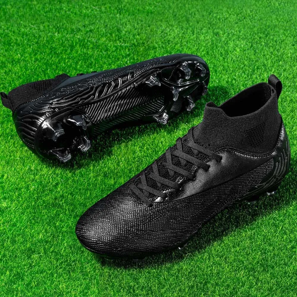 Maylrvjv Men's High Top Soccer Cleats Boys Football Boots Breathble Shock Absorbing Multi-Ground Competition Training Futsal Sneakers