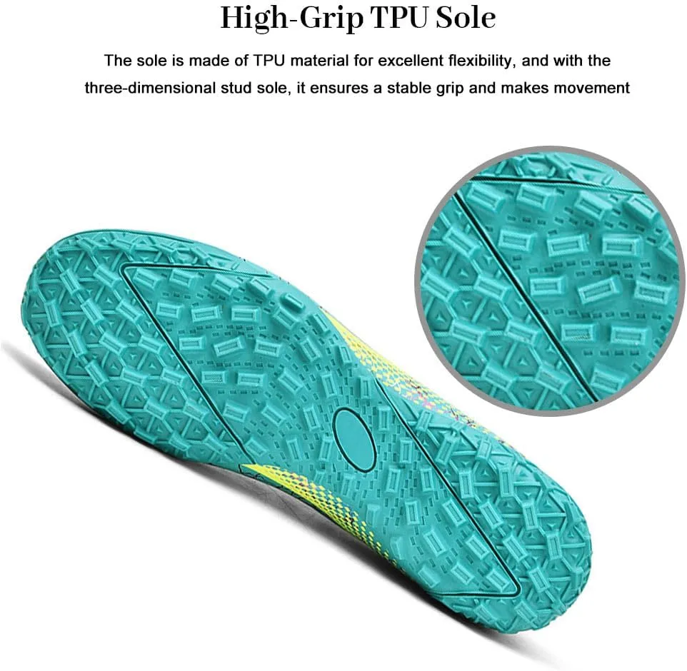 Maylrvjv Men's High Top Soccer Cleats Boys Football Boots Breathble Shock Absorbing Multi-Ground Competition Training Futsal Sneakers