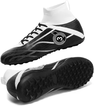 Maylrvjv Men's High Top Soccer Cleats Boys Football Boots Breathble Shock Absorbing Multi-Ground Competition Training Futsal Sneakers