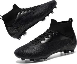 Maylrvjv Men's High Top Soccer Cleats Boys Football Boots Breathble Shock Absorbing Multi-Ground Competition Training Futsal Sneakers
