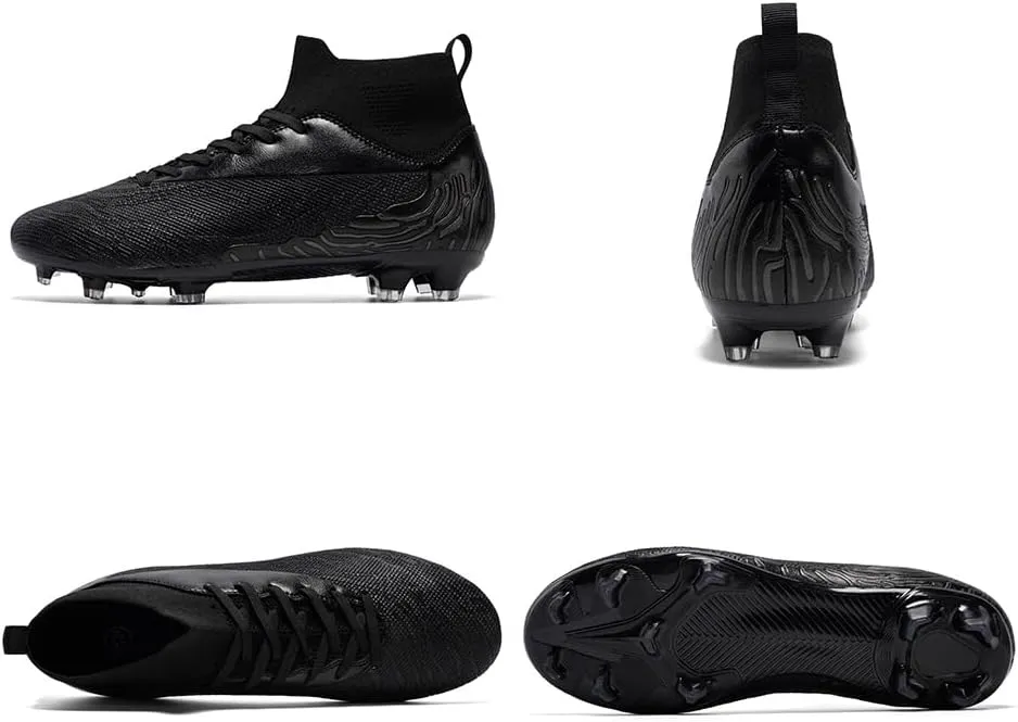 Maylrvjv Men's High Top Soccer Cleats Boys Football Boots Breathble Shock Absorbing Multi-Ground Competition Training Futsal Sneakers