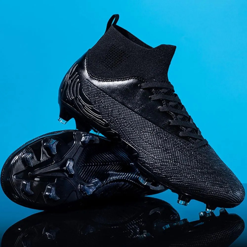 Maylrvjv Men's High Top Soccer Cleats Boys Football Boots Breathble Shock Absorbing Multi-Ground Competition Training Futsal Sneakers