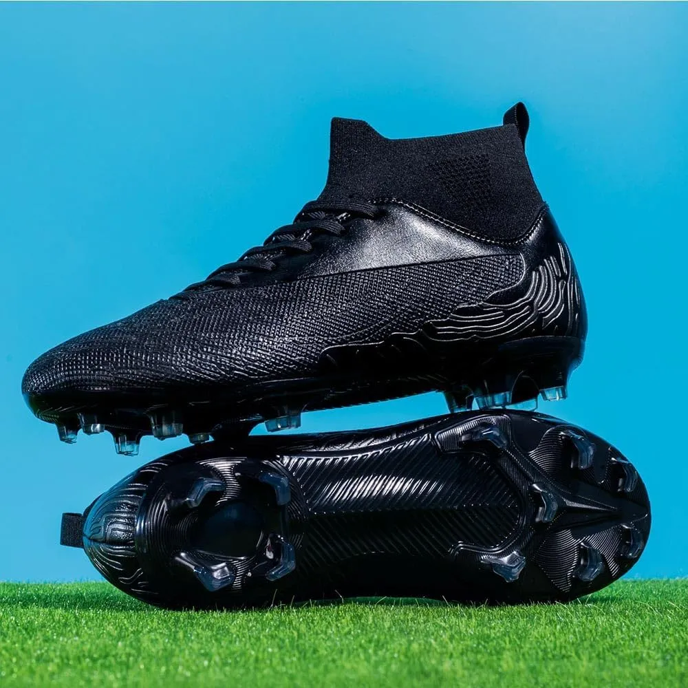 Maylrvjv Men's High Top Soccer Cleats Boys Football Boots Breathble Shock Absorbing Multi-Ground Competition Training Futsal Sneakers