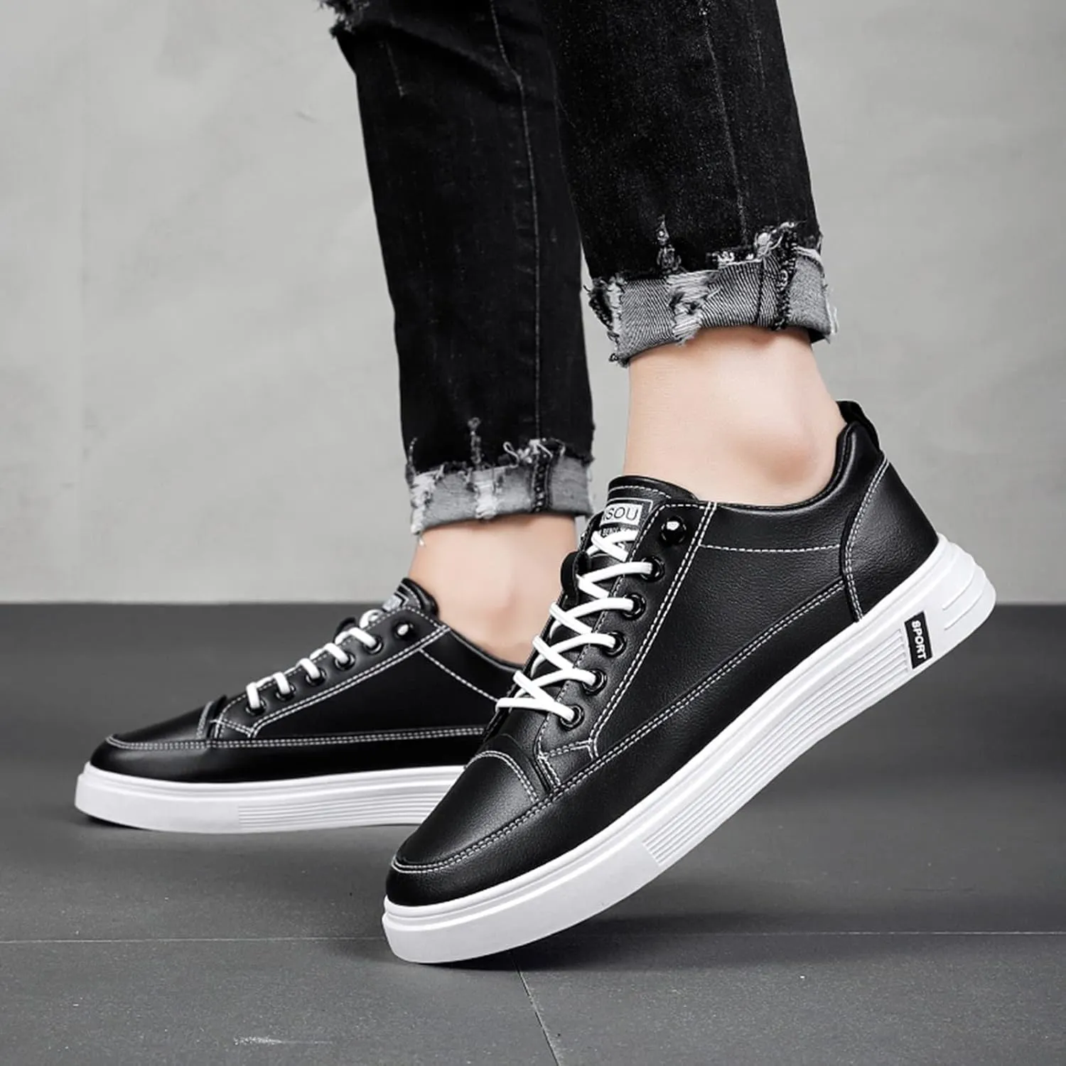 Men All Breathable Leather Casual Sneaker Mens Shoes
